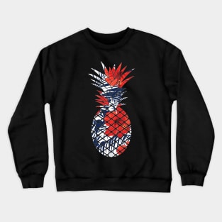 Tropical Floral Geometric Pineapple Red Blue Crewneck Sweatshirt